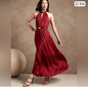 Banana Republic Burgundy Halter Maxi Dress